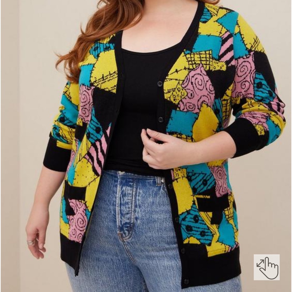 Torrid Disney The Nightmare Before Christmas Sally Cardigan Button Front Sweater